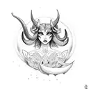 horned lilith tattoo design idea