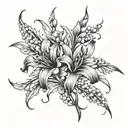 gladiolus, lily of the valley intertwined tattoo design idea