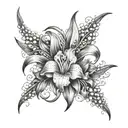 gladiolus, lily of the valley intertwined tattoo design idea