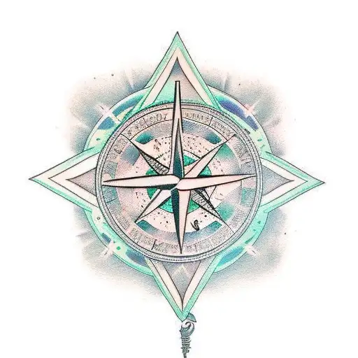 tragic wanderer compass tattoo design idea