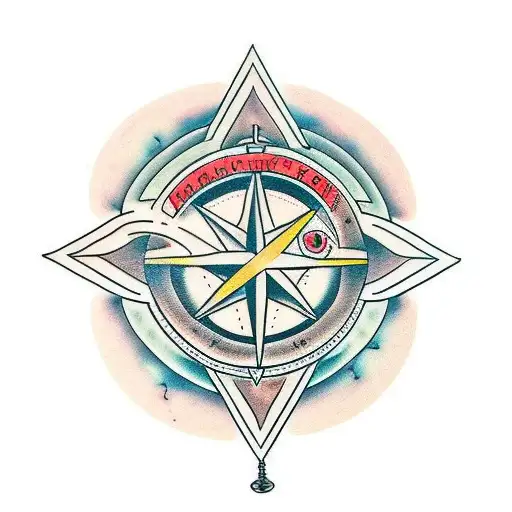 tragic wanderer compass tattoo design idea