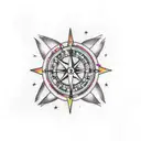 wandering tragedy with compass tattoo design idea