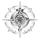 wandering tragedy with compass tattoo design idea