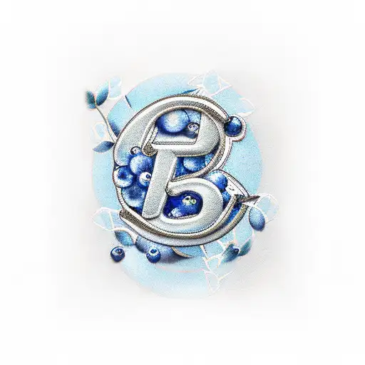 Blueberry with letter T tattoo design idea