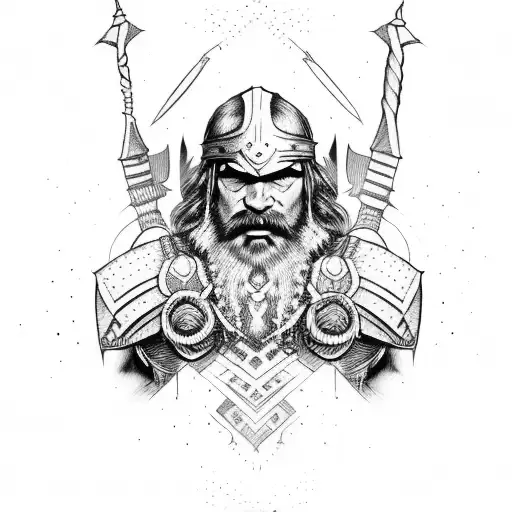 warrior dwarf tattoo design idea