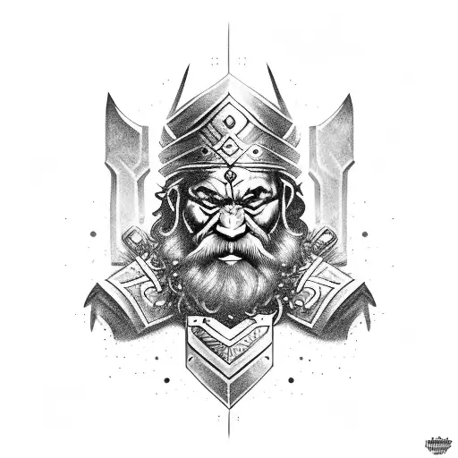 warrior dwarf tattoo design idea