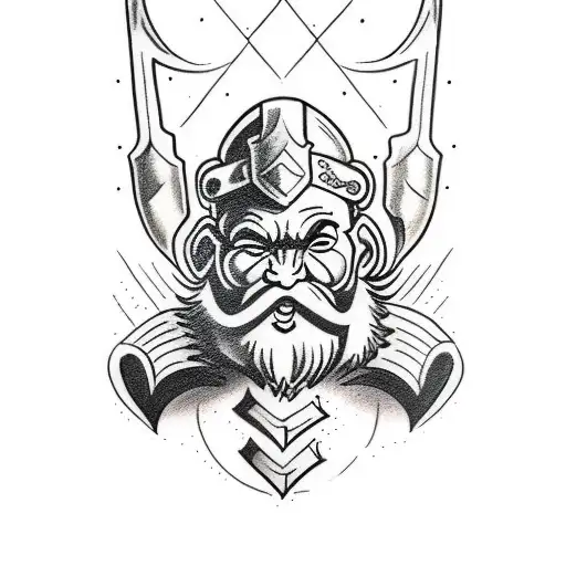 warrior dwarf tattoo design idea