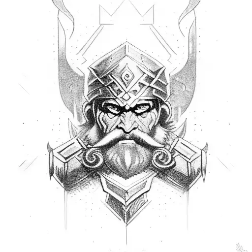 warrior dwarf tattoo design idea