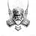 warrior dwarf tattoo design idea