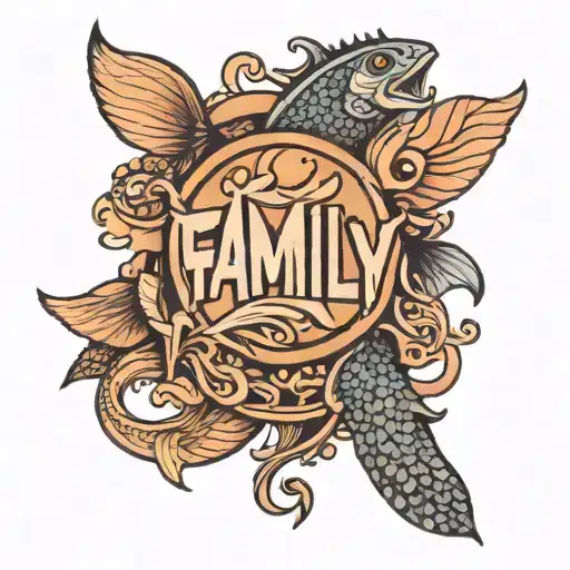 wrist tattoo of the word family made from fish scales  tattoo design idea