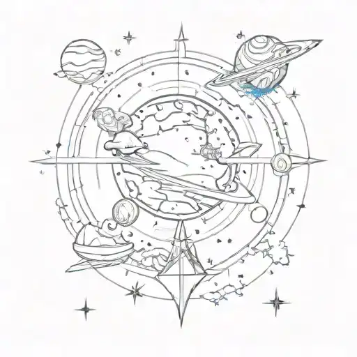 Sketch a celestial scene with the client's birth date as a prominent element, surrounded by stars and planets tattoo design idea