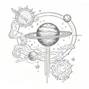 Sketch a celestial scene with the client's birth date as a prominent element, surrounded by stars and planets tattoo design idea
