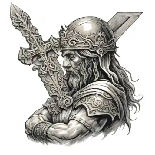 warrior of christ forearm cross wrapped evenly tattoo design idea