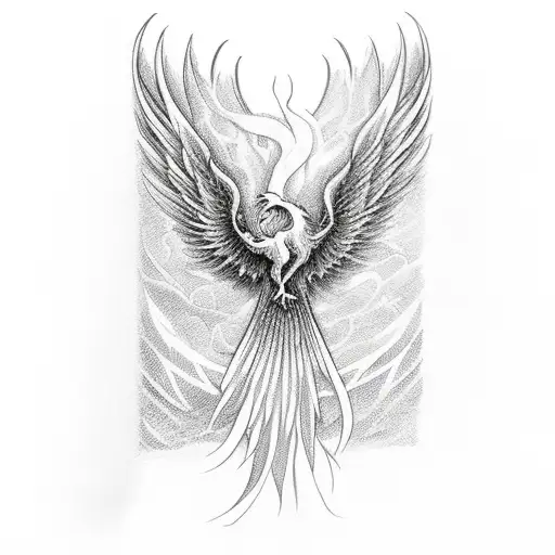 Phoenix rising out of an open book tattoo design idea