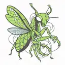 abstract praying mantis tattoo design idea
