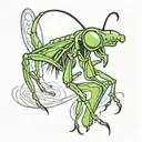 abstract praying mantis tattoo design idea