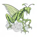 abstract praying mantis tattoo design idea