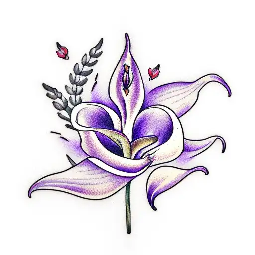 lavender and calla lilies  tattoo design idea