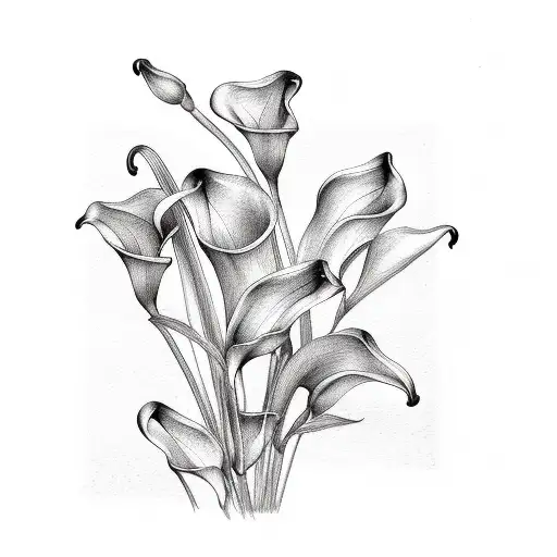lavender and calla lilies  tattoo design idea