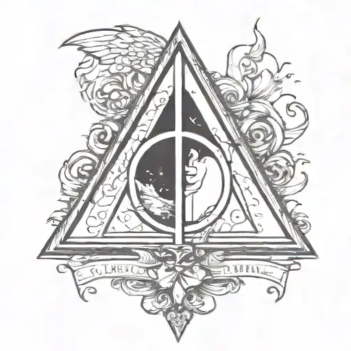 harry potter deathly hallows symbol with always under it in cursive tattoo design idea