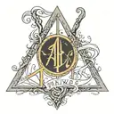 harry potter deathly hallows symbol with always under it in cursive tattoo design idea
