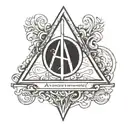 harry potter deathly hallows symbol with always under it in cursive tattoo design idea