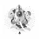 Rocket in space  tattoo design idea