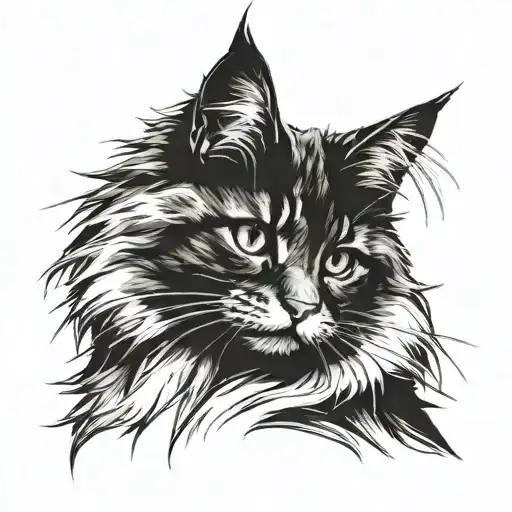 gaming main coon cat  tattoo design idea