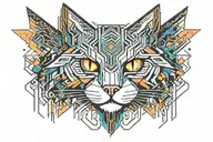 gaming main coon cat  tattoo design idea