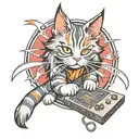gaming main coon cat tattoo design idea