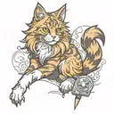 gaming main coon cat tattoo design idea