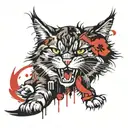 gaming main coon cat tattoo design idea