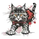 gaming main coon cat tattoo design idea