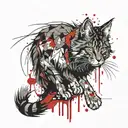 gaming main coon cat tattoo design idea