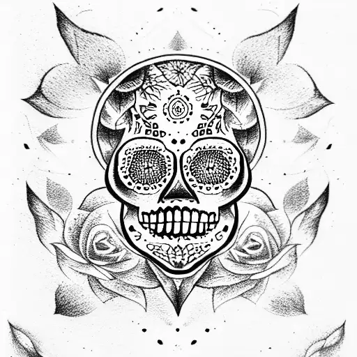 woman in dia de Los muertos  tattoo design idea