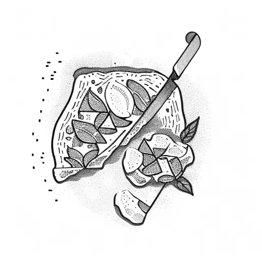 A slice of pizza and a glass of wine nestled among various potted plants tattoo design idea