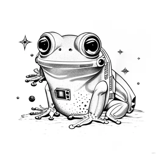 lemon, astronaut frog and wind tattoo design idea