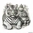 tiger with fat buddha  tattoo design idea