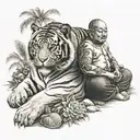 tiger with fat buddha  tattoo design idea