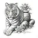 tiger with fat buddha  tattoo design idea