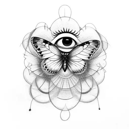 butterfly with eyes in his upper wings tattoo design idea