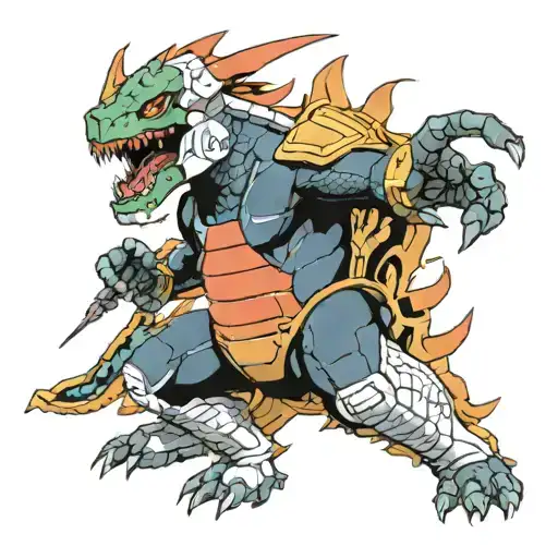 gundam fighting godzilla tattoo design idea
