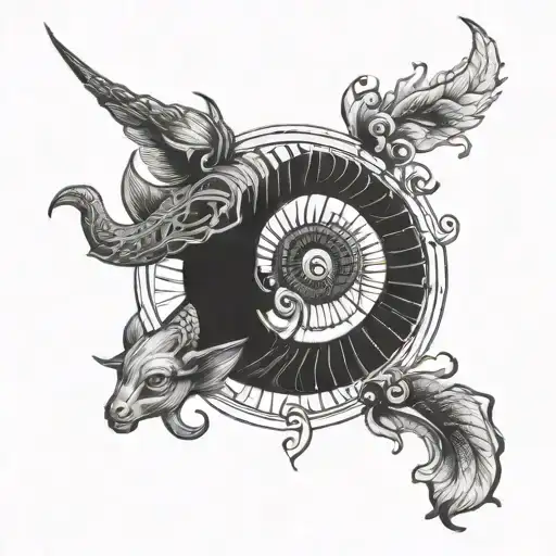 pisces aries zodiac sign tattoo design idea