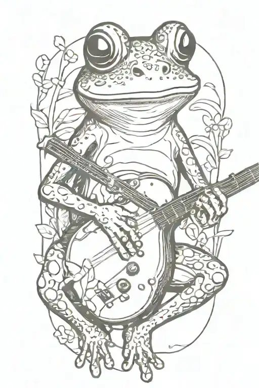 frog playing a banjo wearing sunglasses tattoo design idea