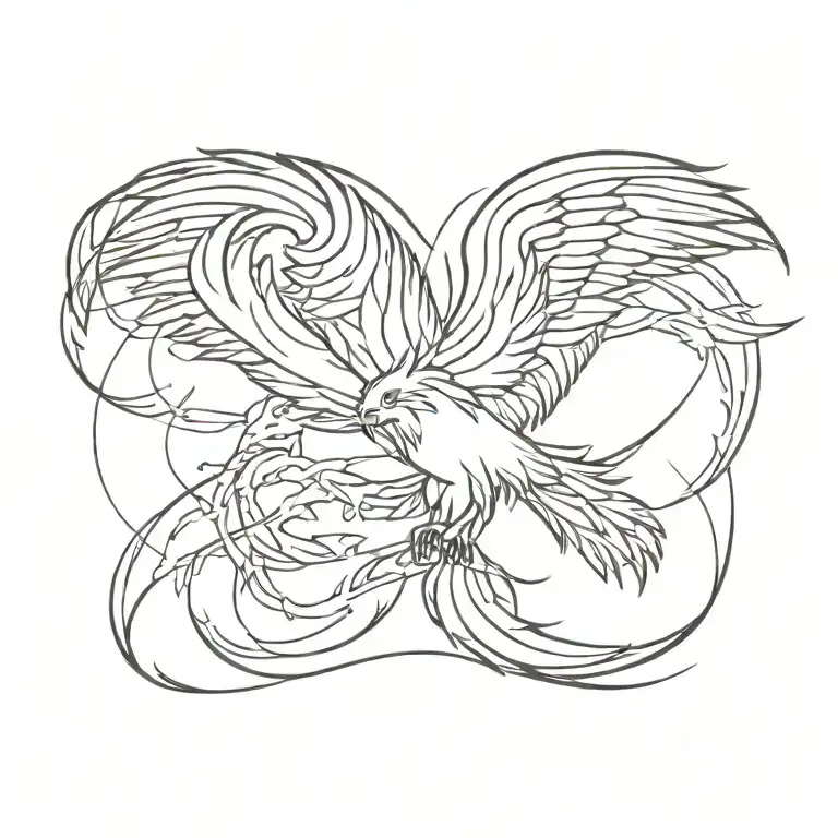 phoenix flying tattoo design idea