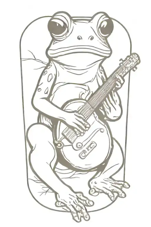 frog playing a banjo wearing sunglasses tattoo design idea