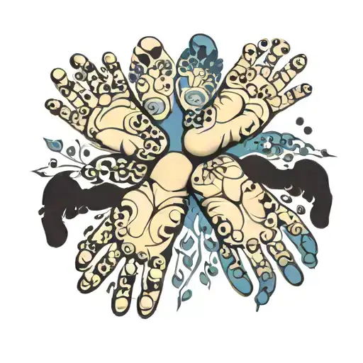 baby hands and feet prints arranged tattoo design idea