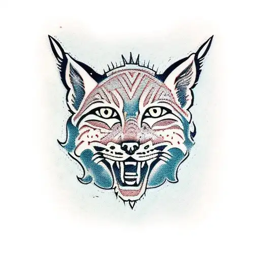 woodcut lynx tattoo design idea