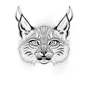 woodcut lynx tattoo design idea
