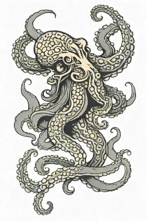 octopus wrapped in shark tattoo design idea